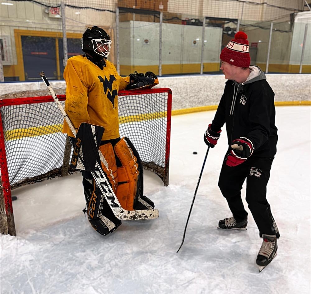 Team practice on the ice — Coach Utah small-group and private on-ice goalie lessons